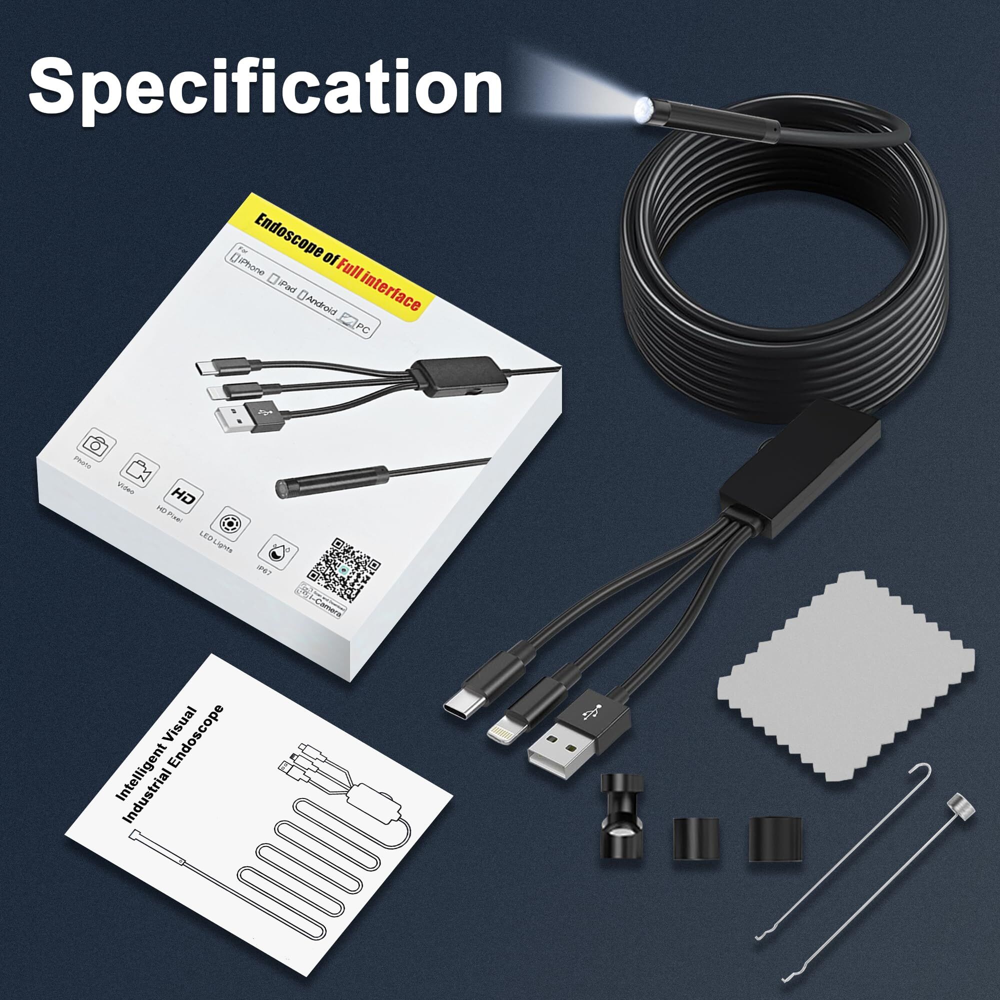 Kamera Endoskop Industri 3 in  - Endoscope Inspection Camera ulasan dan harga